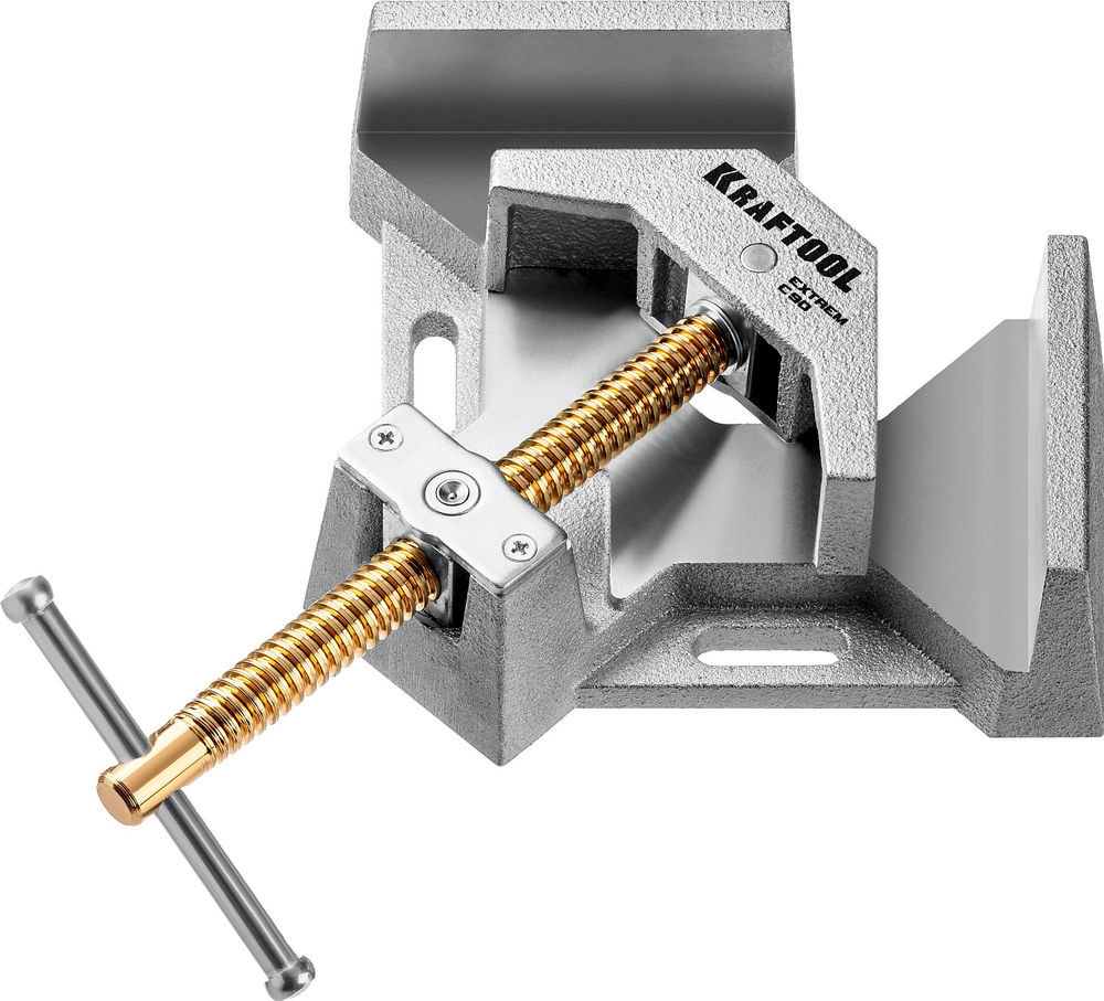 Экстрамощная стальная угловая струбцина для сварочных работ Extrem C90, глубина зажима 90 мм KRAFTOOL 32201