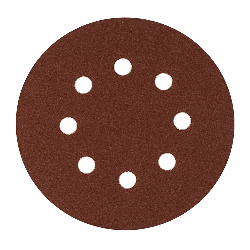 Круг абразивный на ворсовой подложке под липучку, перфорированный, P 150, 125 мм, 5 шт Сибртех (738077)