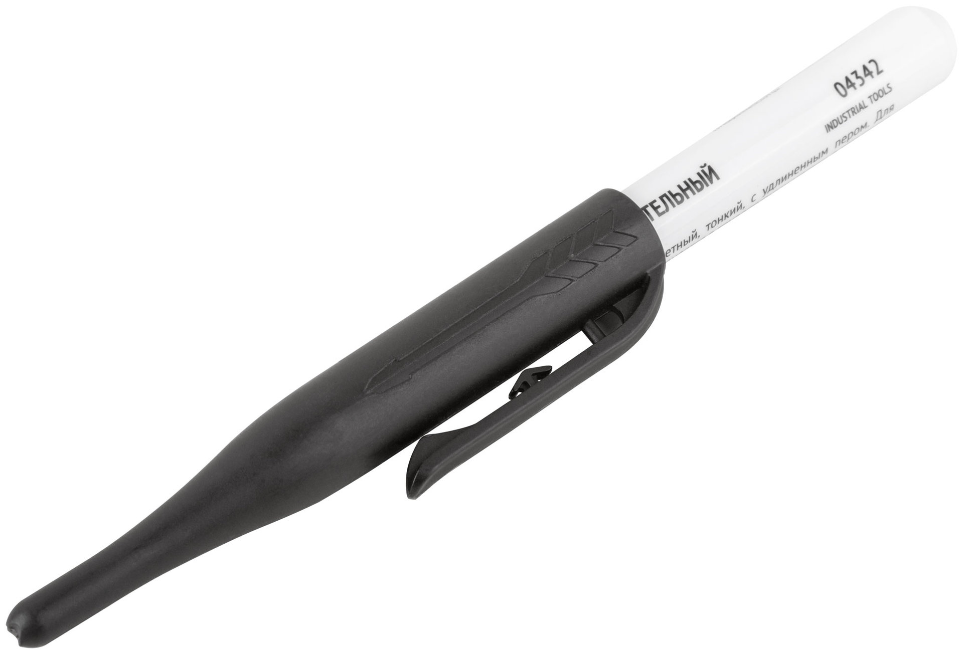 Маркер строительный перманентный, тонкий, удлиненное перо, черный (04342)