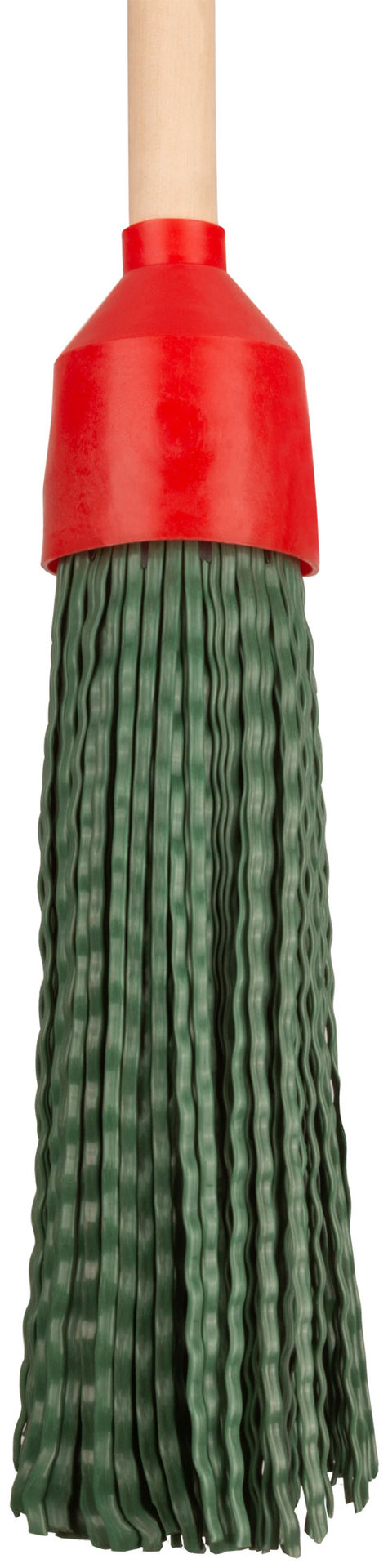 Метла пластиковая №10, круглая черная с деревянным черенком 120х260х1360 мм (68072)