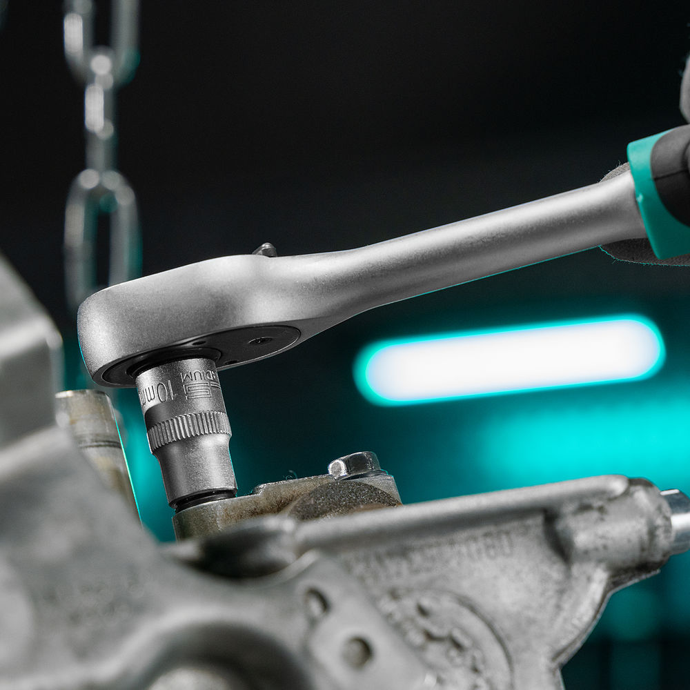 Набор торцевых головок, 3/8, головки 7 - 22 мм, с трещот. ключом, CrV,11 предметов Stels