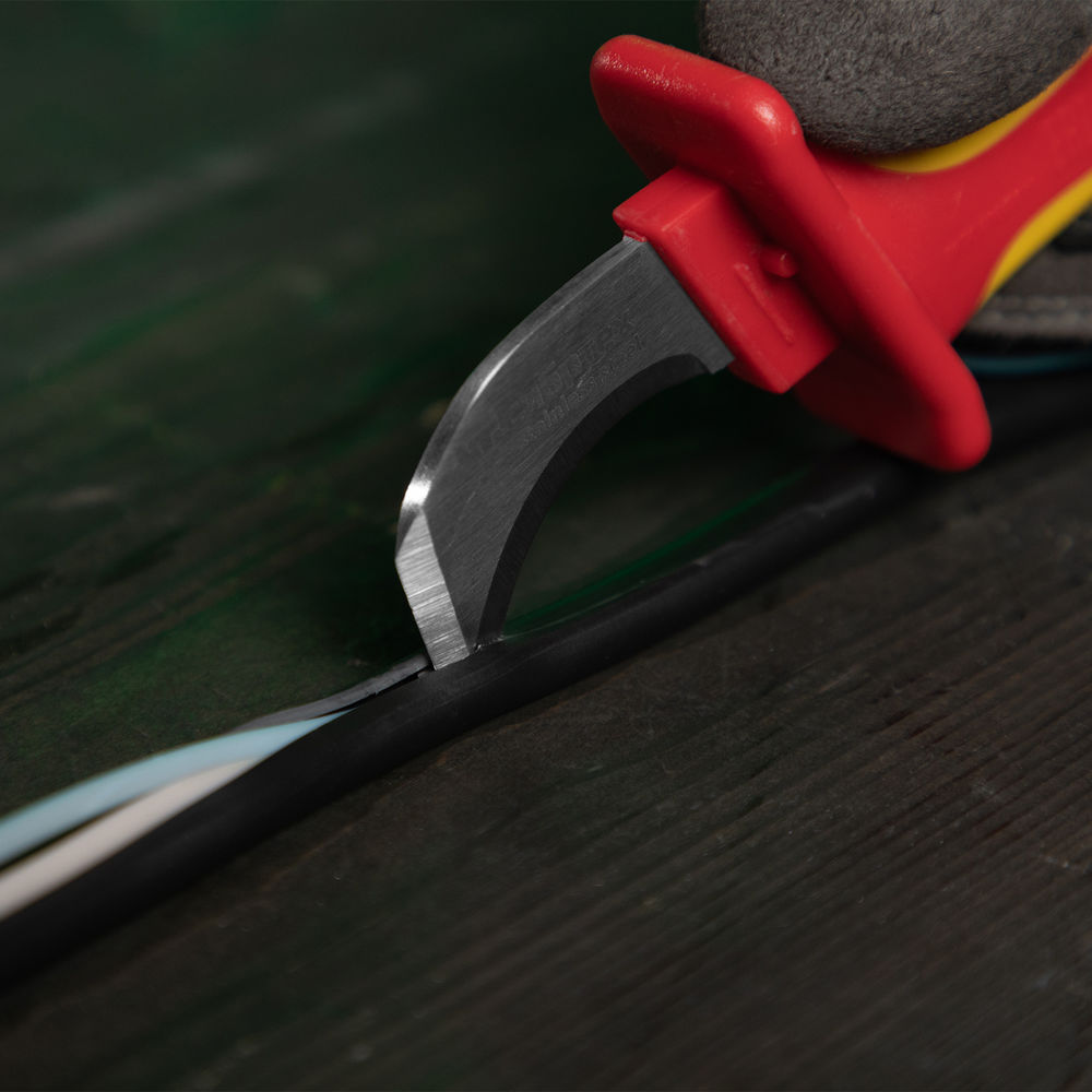 Нож диэлектрический до 1000 В, для снятия оплетки электрокабелей Сибртех (78808)