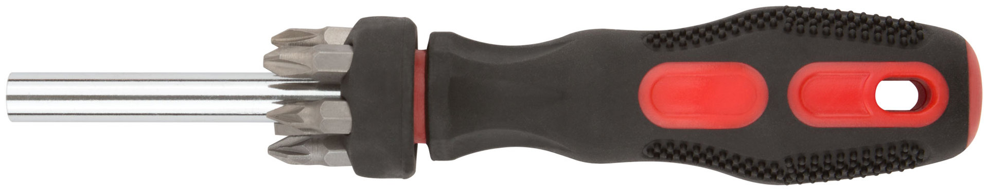 Отвертка 6 CrV бит, прорезиненная ручка с антискользящим покрытием (56238)