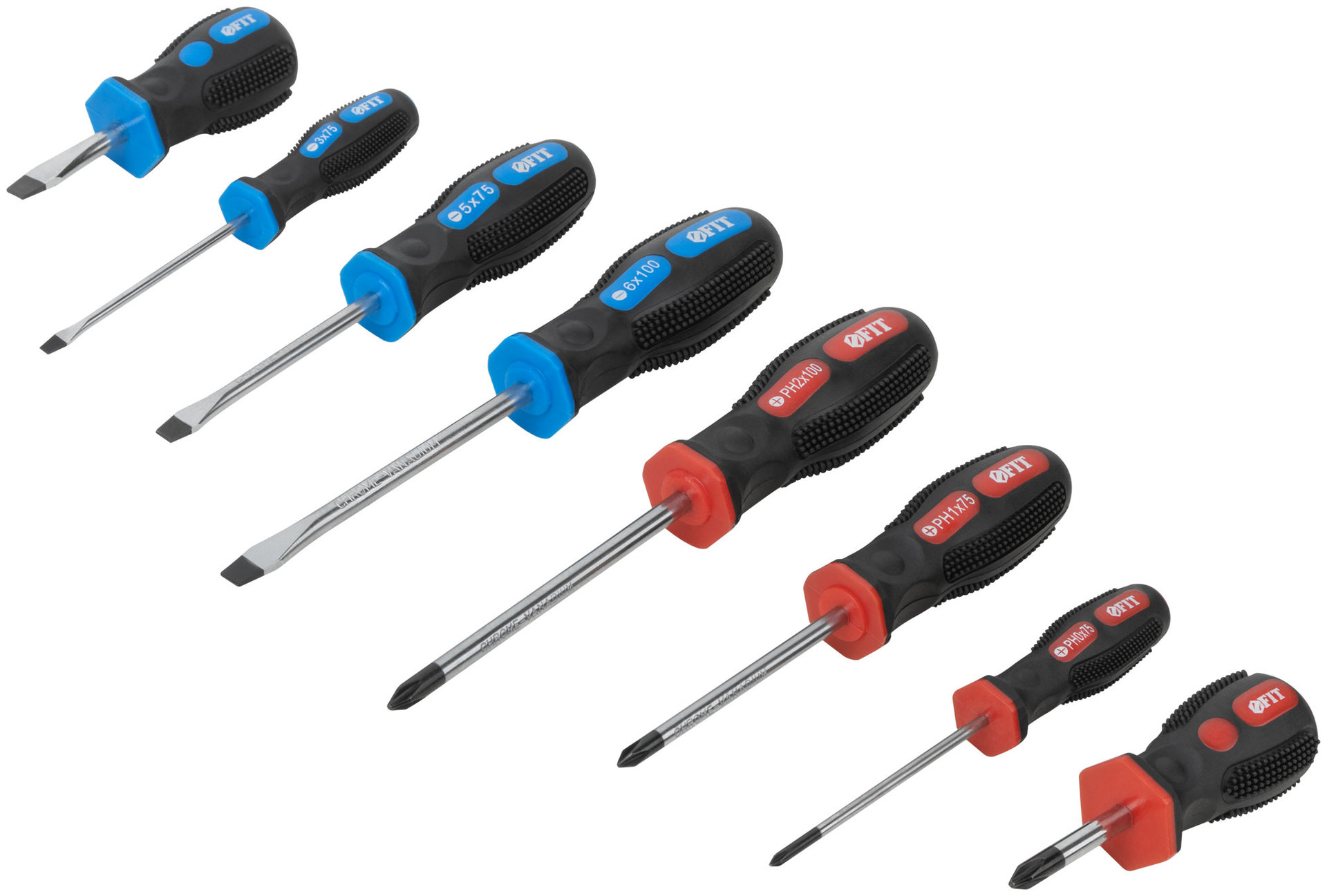 Отвертки Универсал, CrV сталь, прорезиненные ручки, пластиковый кейс, набор 8 шт. (56042)