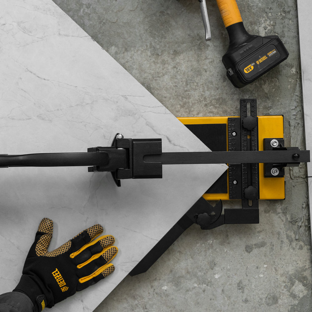 Плиткорез рельсовый 1000х16мм, каретка на подш., стальная станина, усил. рукоятка-пенал Denzel (877018)