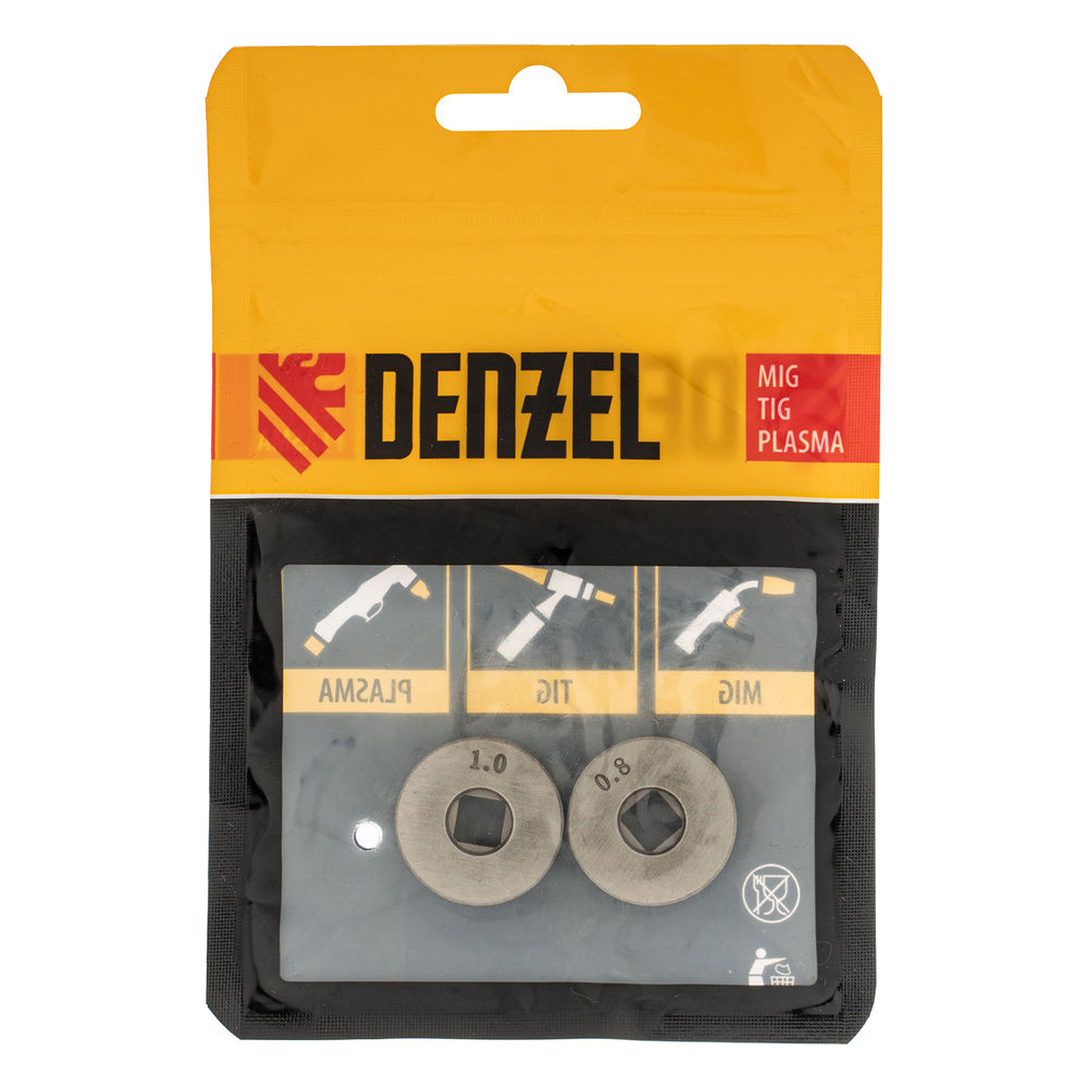 Подающий ролик, V профиль под стальную проволоку 0,8-1мм, посадка квадрат, 2 шт Denzel (93651)