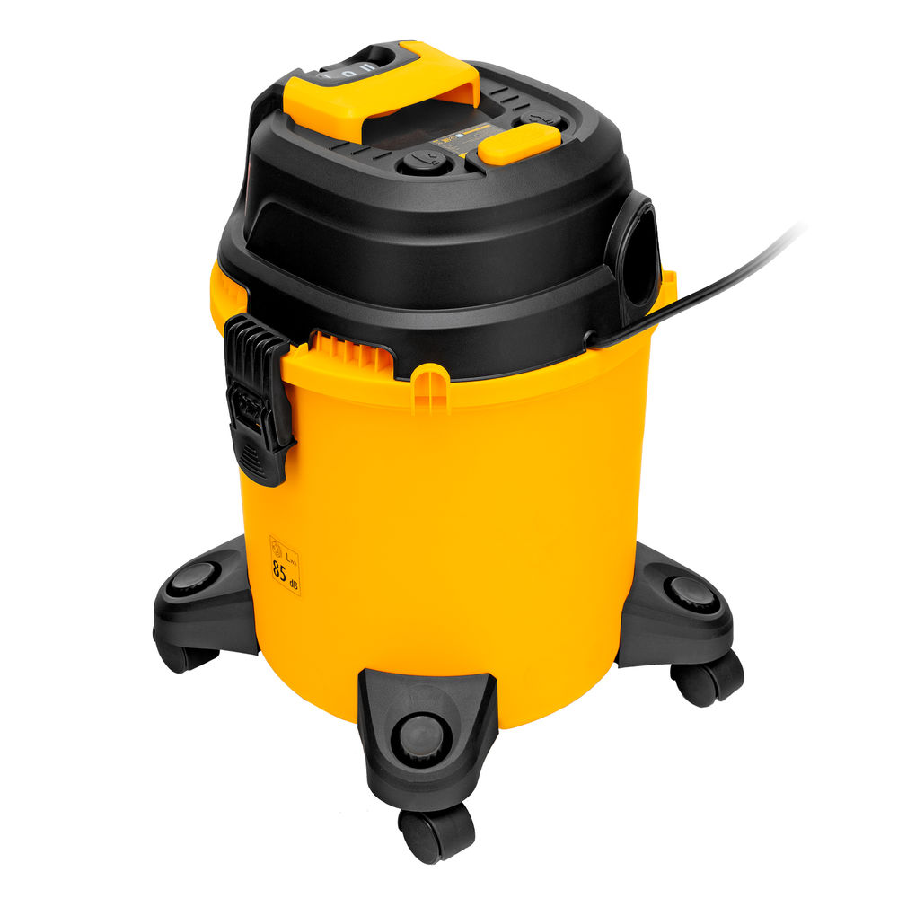 Пылесос строительный RVC20, 1400 Вт, бак 20 л, шланг 3 м, розетка с автосинхр. Denzel (28202)