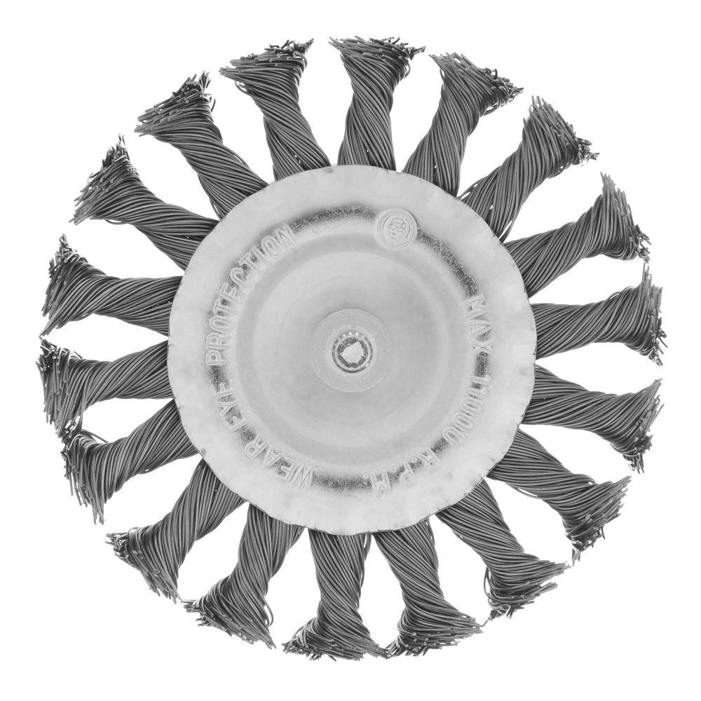 Щетка для дрели, 100 мм, плоская со шпилькой, крученая металлическая проволока Matrix (74432)