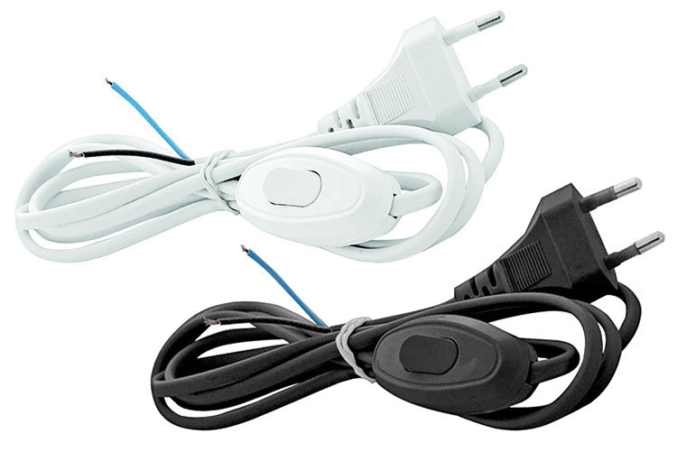 Шнур для бра ШВВП (2х0,75 мм) 1,7 м с переключателем UNIVERSAL, 6А 230 В, белый (83323)