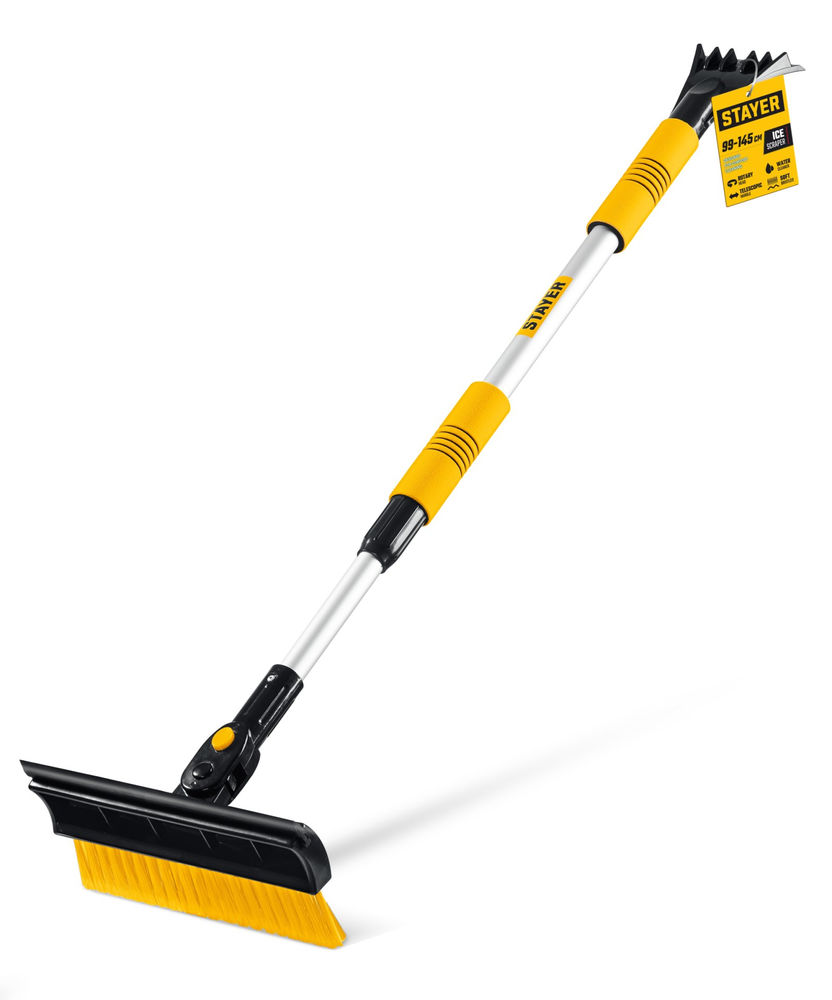 Щётка телескопическая с поворотной головой и водосгоном от снега автомобильная 990-1445 мм STAYER 61042-145