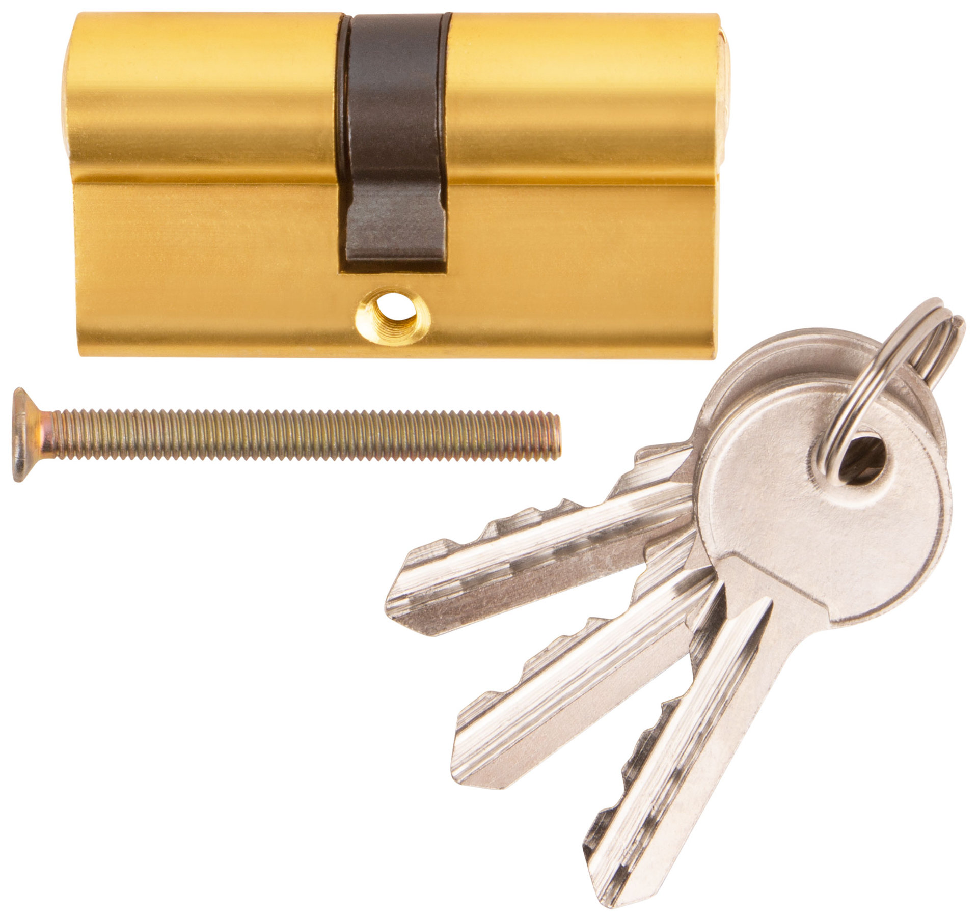 Цилиндровый механизм Фабрика замков 60 мм, ключ-ключ, латунь (67212)