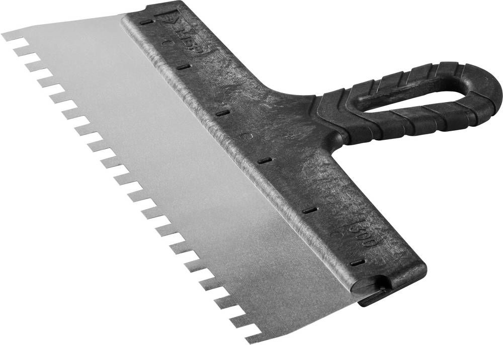 Шпатель фасадный нержавеющий 300 мм зуб 8?8 мм пластиковая ручка ЗУБР 10078-30-08