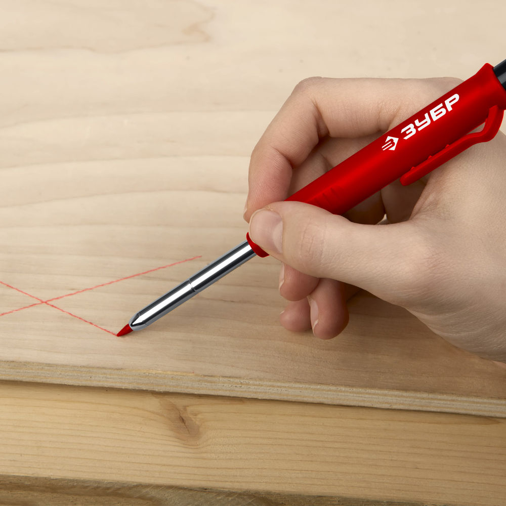 Карандаш автоматический d 2,8 мм, HB, 6 сменных грифелей ЗУБР АСК красный 06311-3