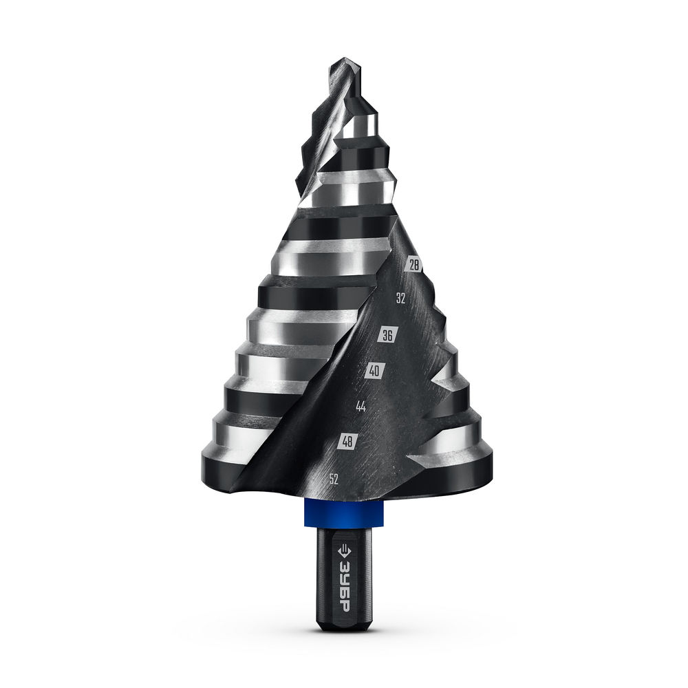 Сверло ступенчатое BLACK FORCE 6-52 мм, 12 ступеней, винтовая проточка ЗУБР Профессионал 29671-6-52-12