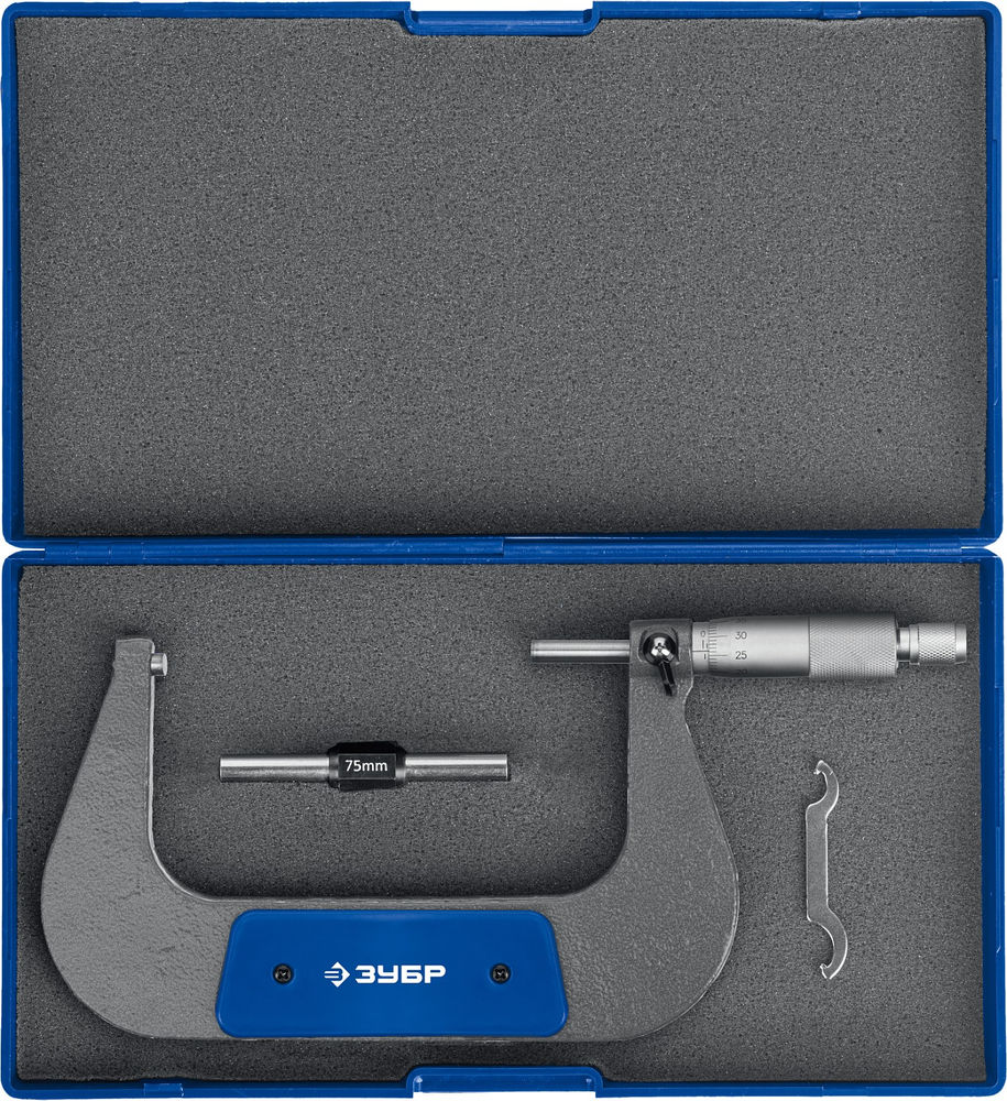 Микрометр механический гладкий МК 100, 75 - 100 мм ЗУБР Профессионал 34480-100_z02