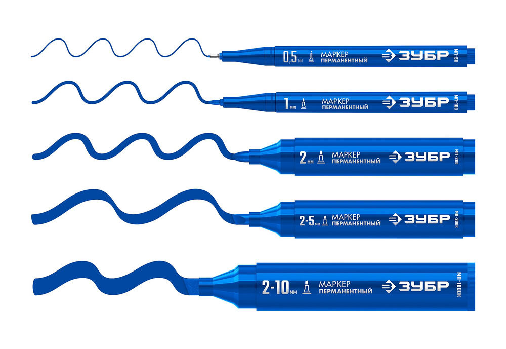 Перманентный маркер МП-100 синий, 1 мм ЗУБР 06320-7