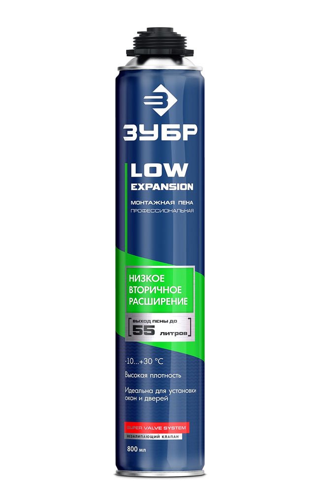 Монтажная пена PRO HP, 800 мл, пистолетная, с низким расширением, выход до 50 л ЗУБР 41148