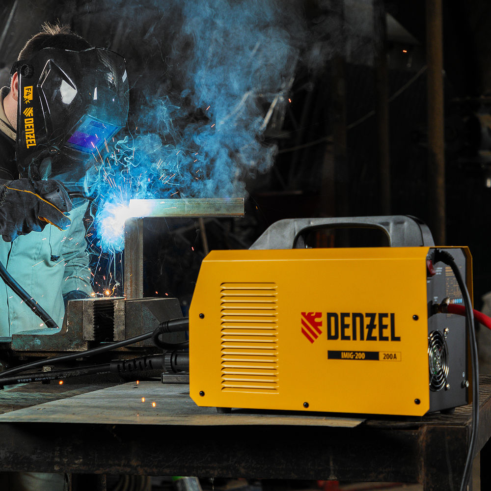 Аппарат инвертор. полуавтомат. cварки IMIG-200, 200 А, ПВ 60%, катушка 5 кг Denzel (94361)