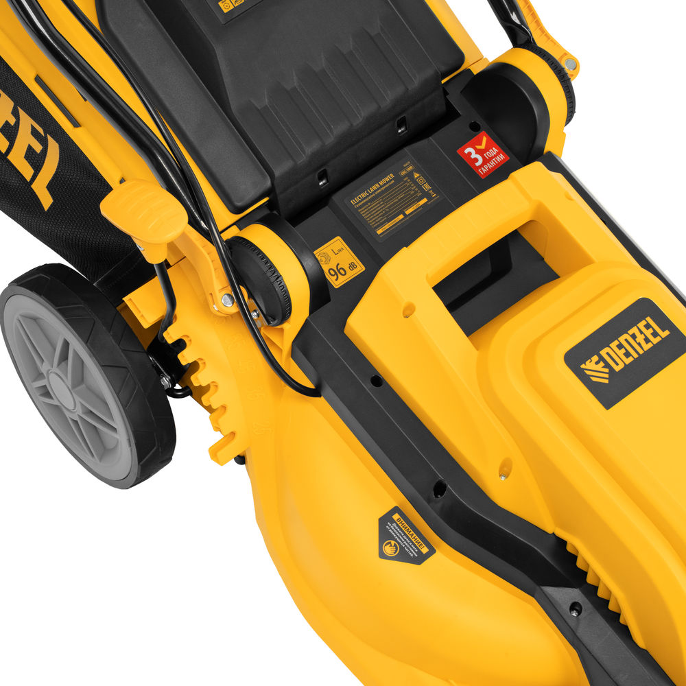 Газонокосилка электрическая GMC-1800, шир. 38см, 1800 Вт, 6 уров., травосб. 35 л Denzel (96629)