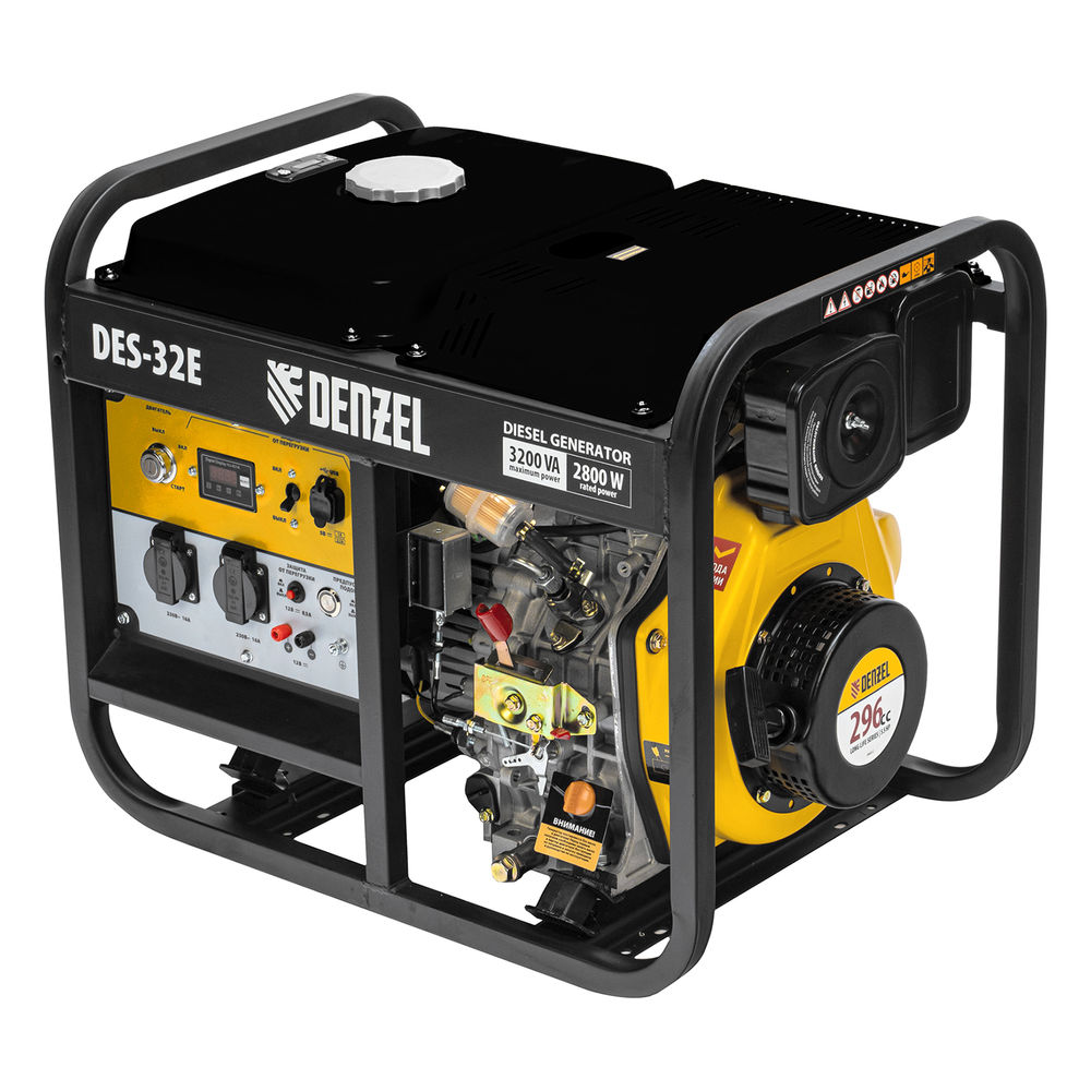 Генератор дизельный DES-32E, 3,2 кВт, 230 В, 11 л, электростартер Denzel (94412)