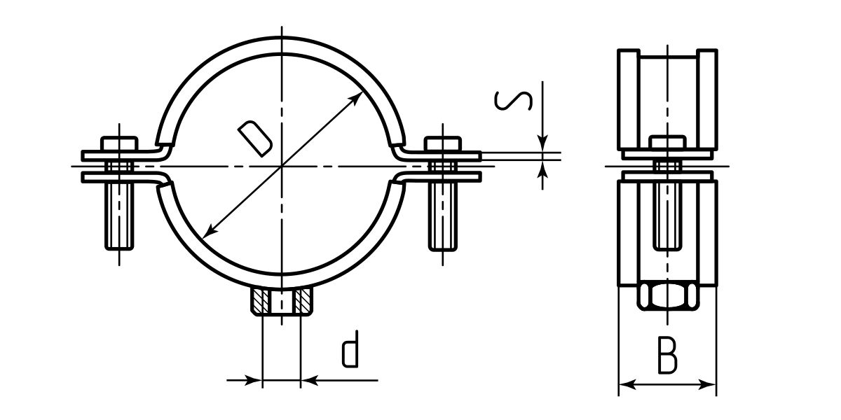 Хомут трубный ТХУ 1 1/2 усиленный (Fortisflex) (67463)