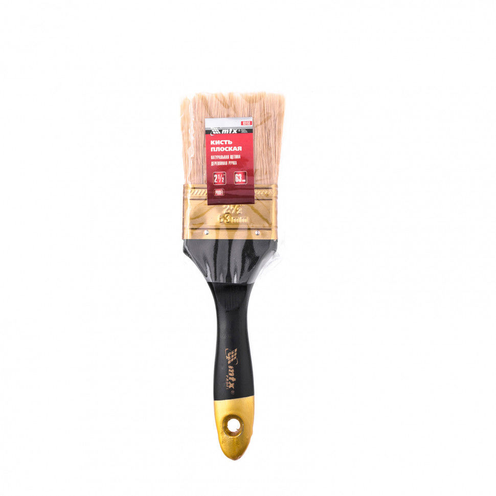 Кисть плоская Профи 2.5, натуральная щетина, деревянная ручка MTX (83153)