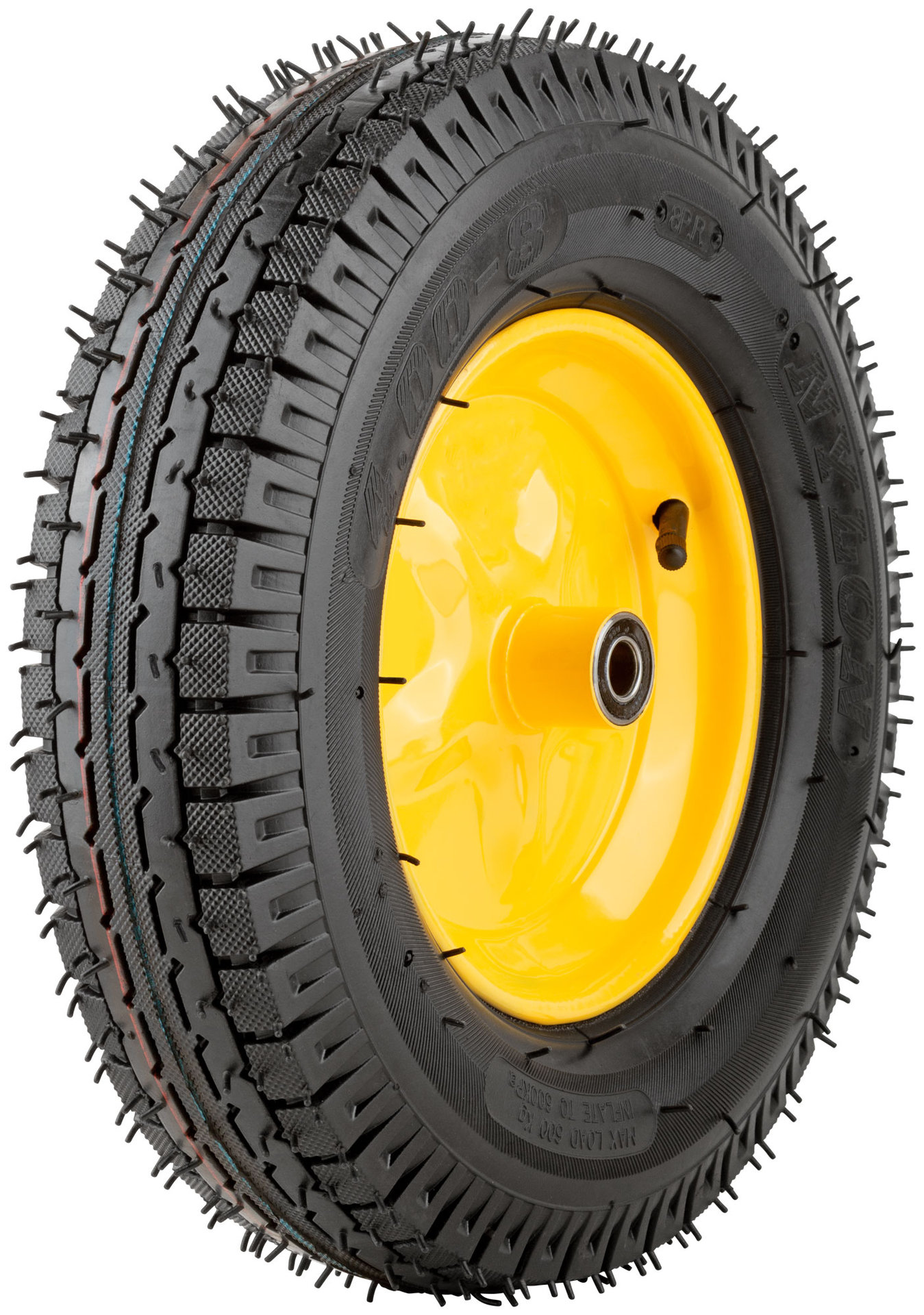 Колесо запасное, 8 слойная шина, 390х90x220 мм для тачек 77609; 77612; 77627 ( 4,80/4,00-8 ) ( посадка ширина 90 мм, диаметр 16 мм ) (77571)