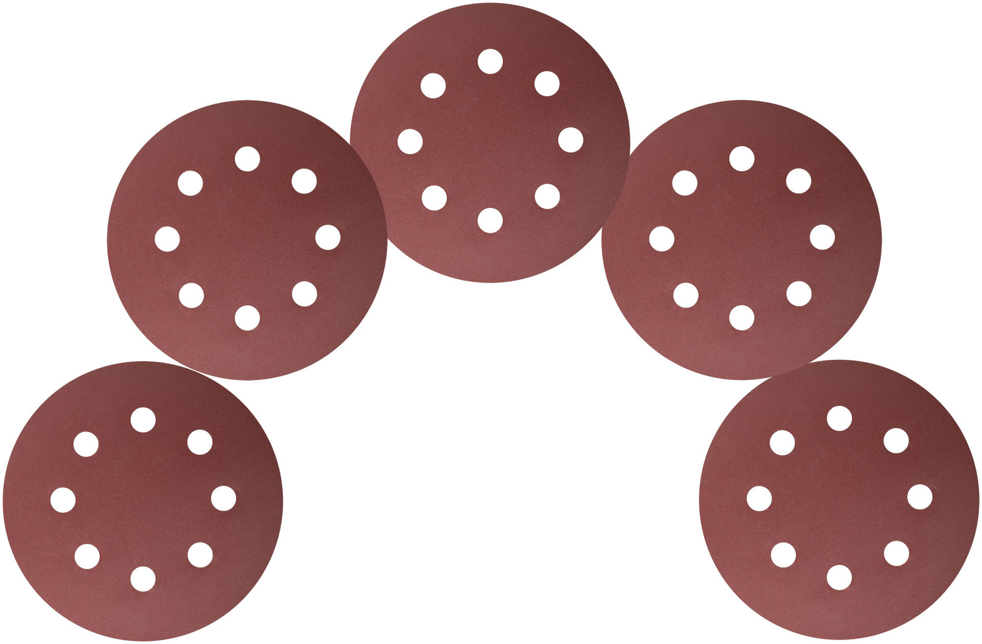 Круги шлифовальные с отверстиями (липучка), алюминий-оксидные, 125 мм, 5 шт. Р 240 (39669)