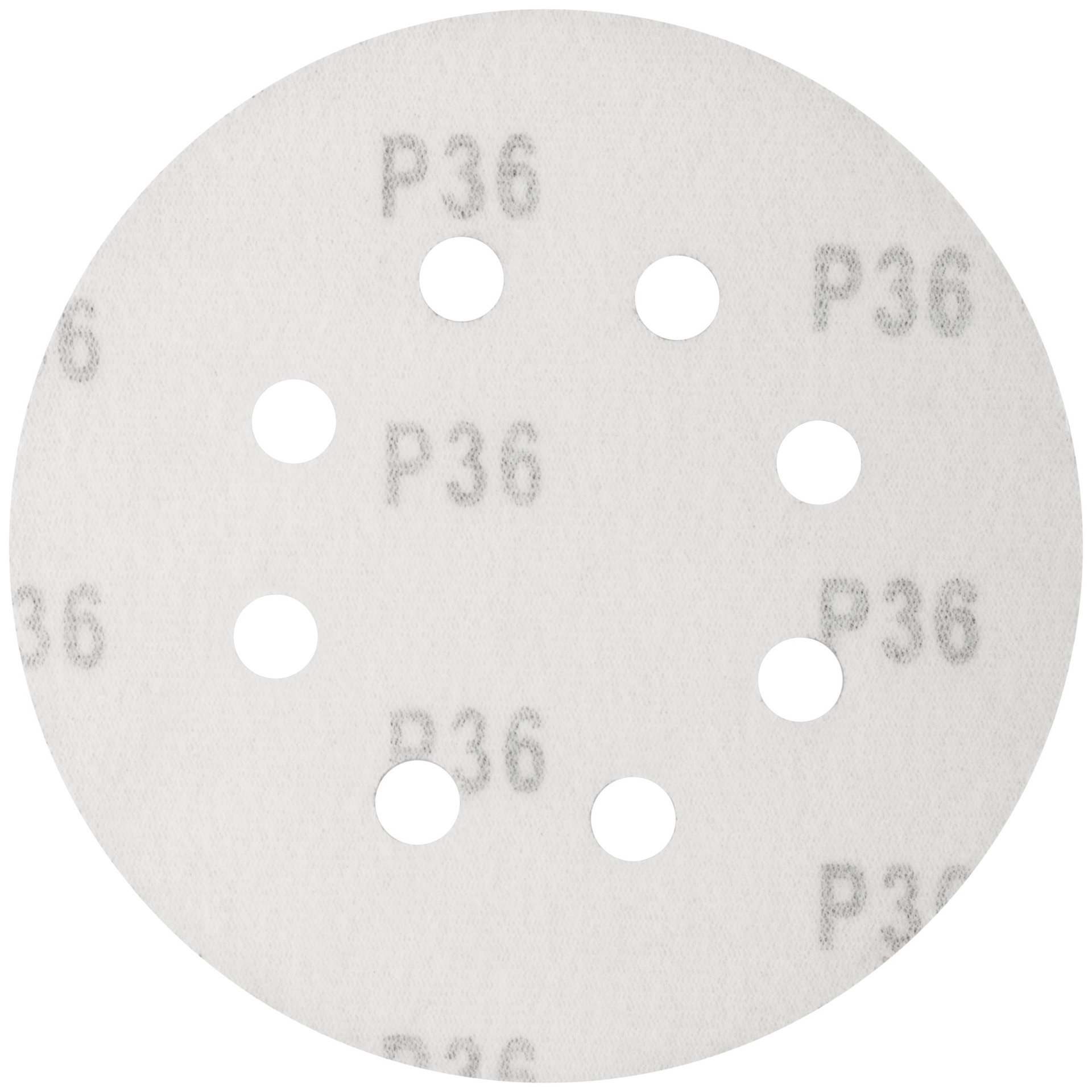 Круги шлифовальные с отверстиями (липучка), алюминий-оксидные, 125 мм, 5 шт. Р 36 (39661)