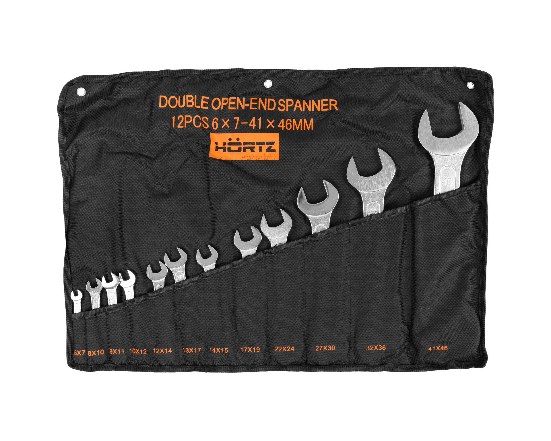 Набор ключей гаечных (рожковых) двусторонних 12 шт. (6-46) хромированных HORTZ