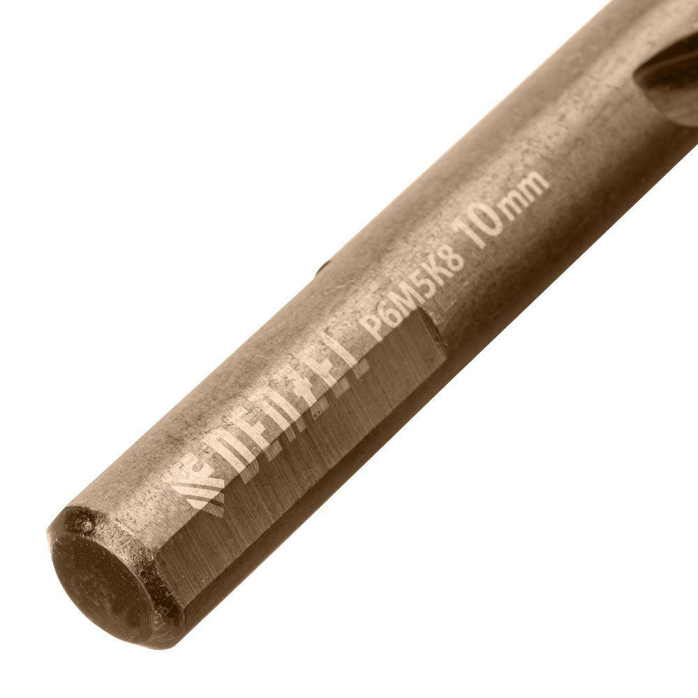 Набор сверл по металлу, 1-10 мм, Р6М5К8-TiN, Golden Tip, 10 шт Denzel (723005)