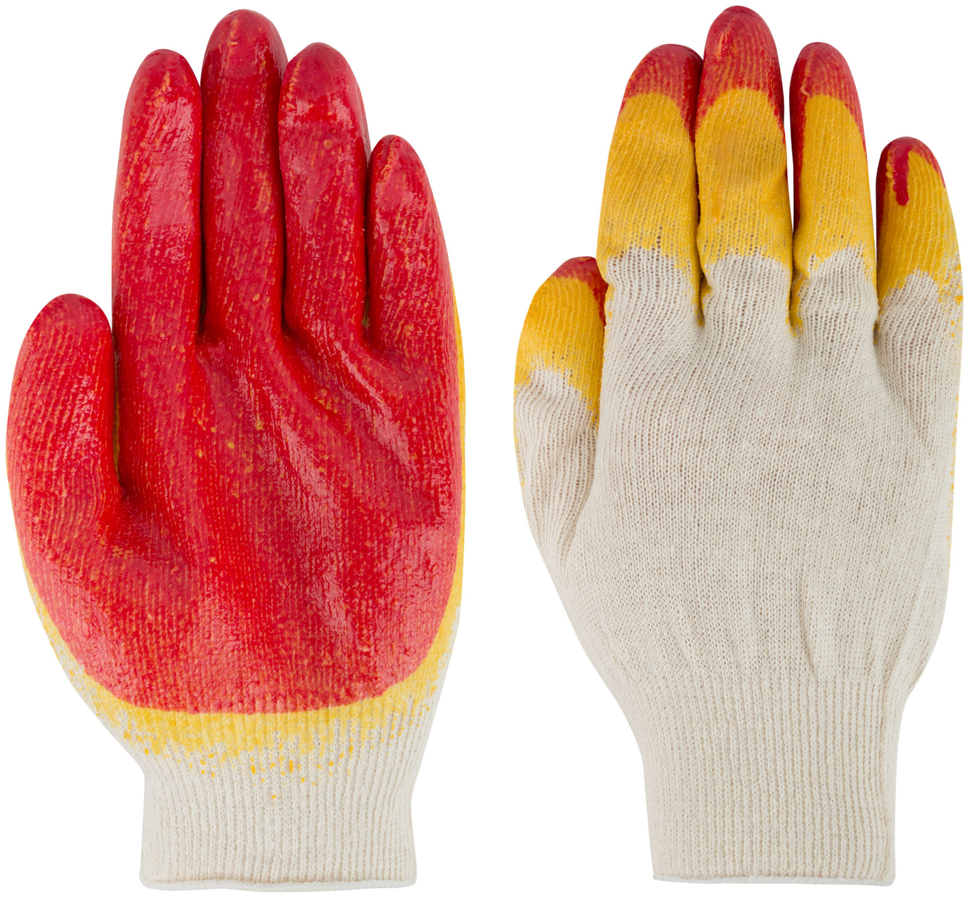 Перчатки вязаные х/б с двойной латексной заливкой наладонника (12469)