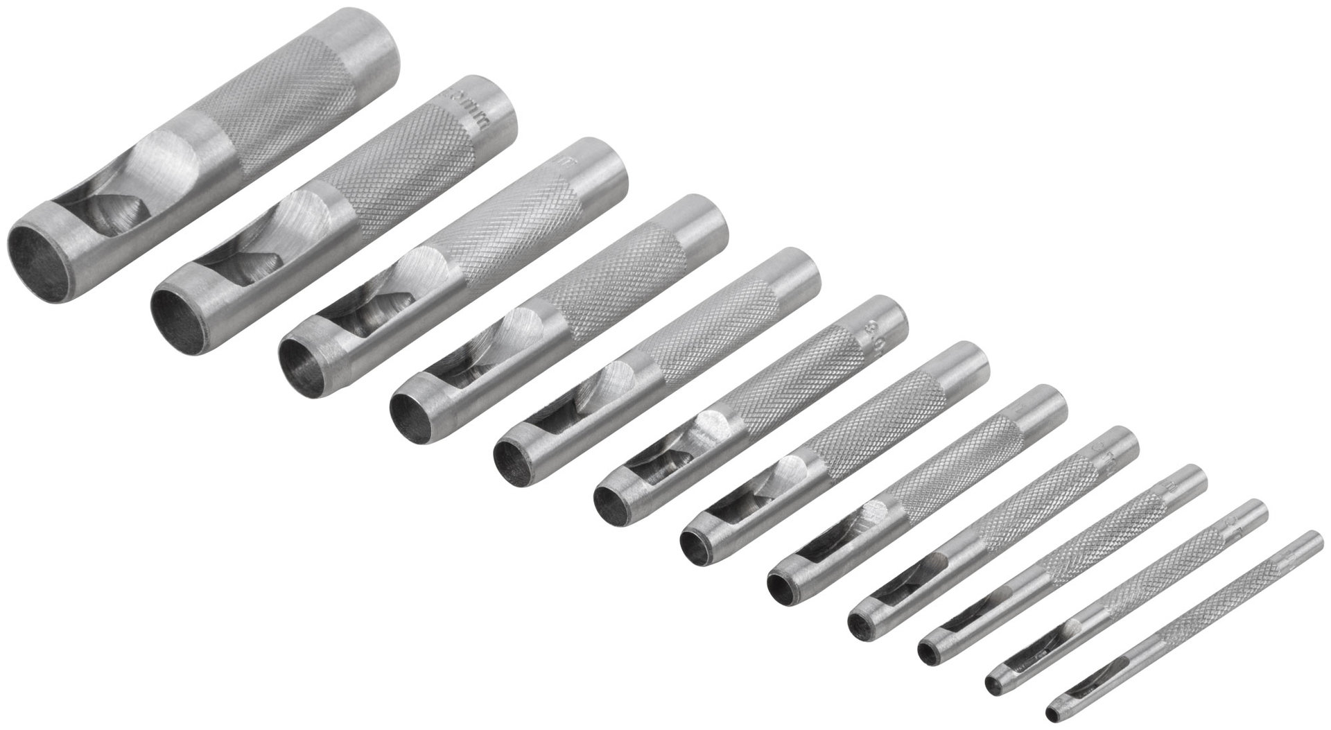 Пробойники для кожи, набор 12 шт. (отверстия 3-4-5-6-7-8-9-10-12-14-16-19 мм ) (67429)