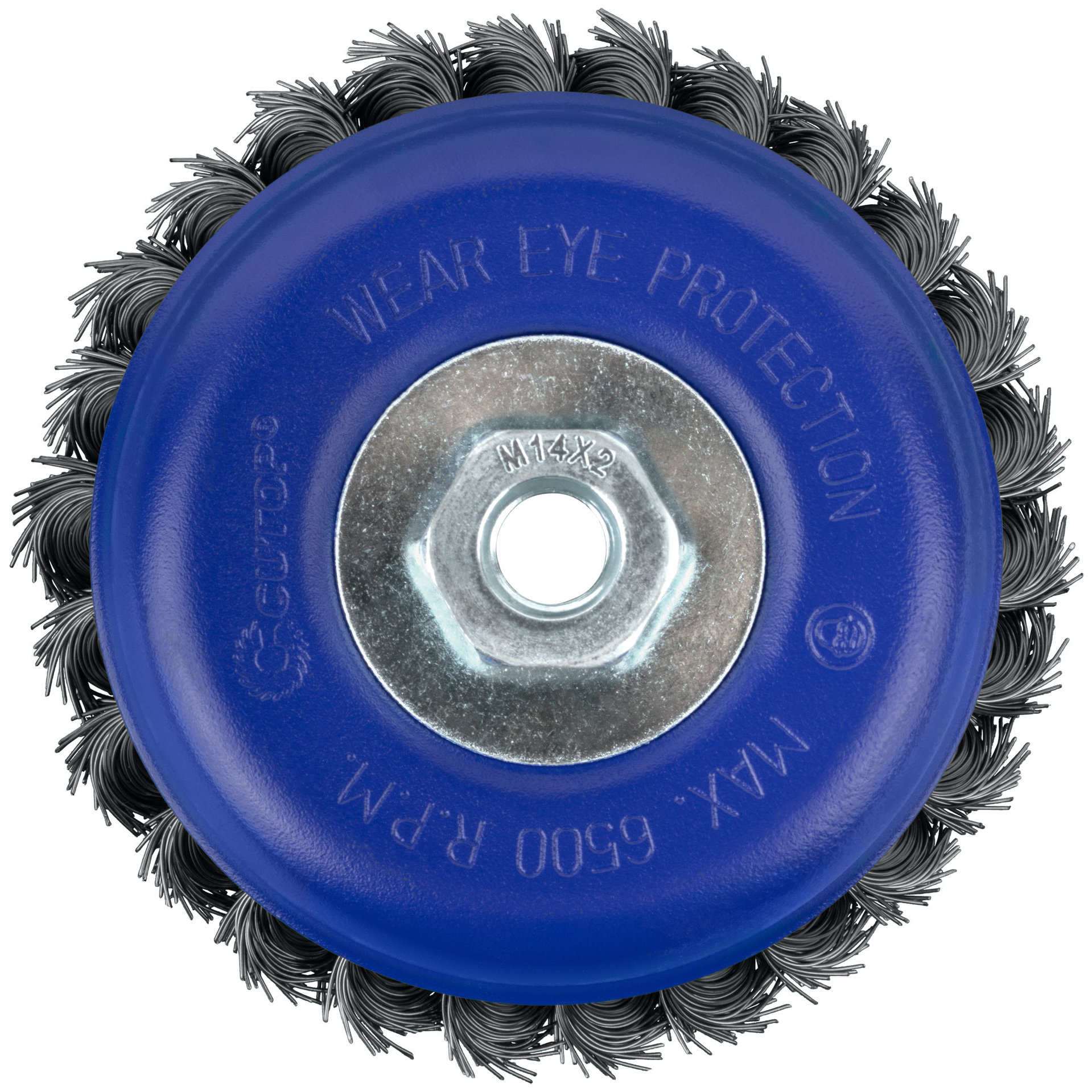 Щетка для УШМ, М14, тип Чашка, крученая витая проволока 0,5 мм, 125 мм, блистер, CUTOP Profi (82-900)