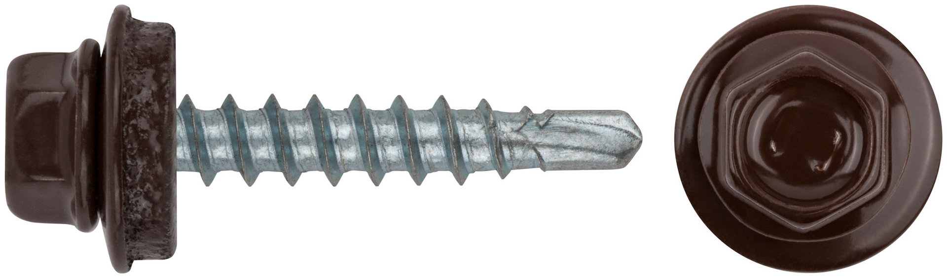 Шурупы кровельные со сверлом 4.8 х 28 коричневый, RAL 8017 250 шт. (фасовка) (23515-4)