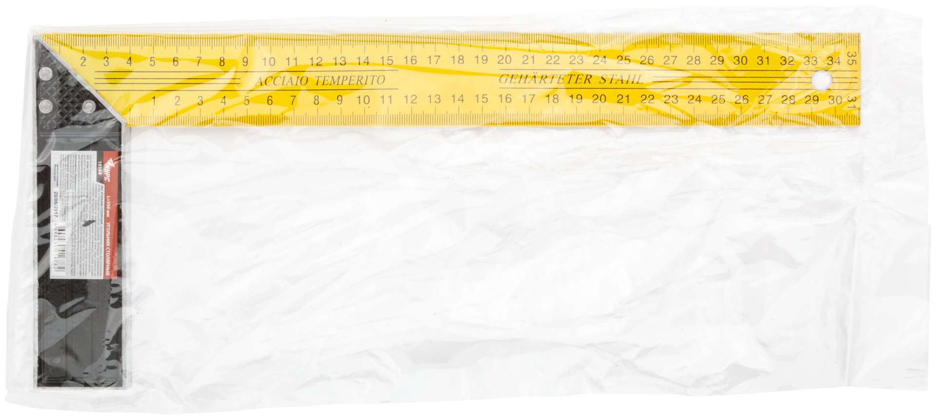 Угольник столярный желтый 350 мм (19384)