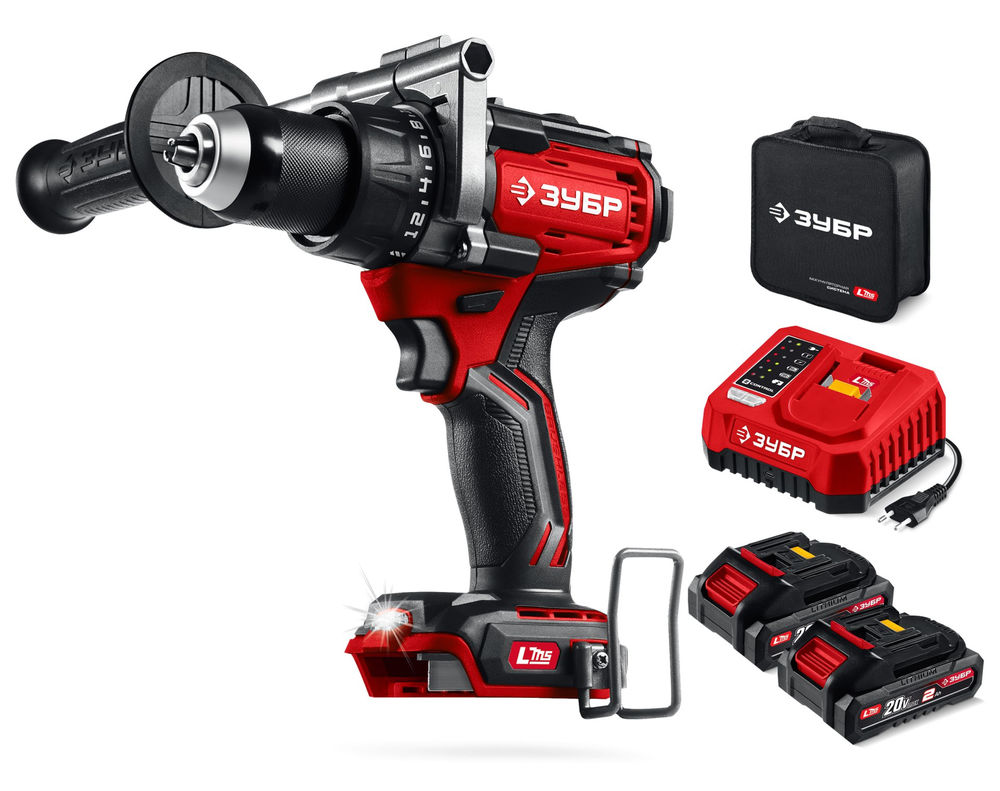 Дрель-шуруповерт бесщеточная 20 В 165 Н·м 2 АКБ LMS 2 А·ч сумка ЗУБР ДБ-165-22