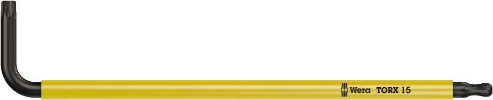 Г-образный ключ TX 15 x 90 мм BlackLaser с шаром с отверстием TORX BO Multicolour серия 967 SPKL Wera WE-024353