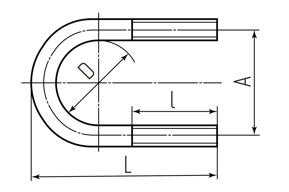 Болт-скоба стальная U 6 М16 (Fortisflex) (63130)