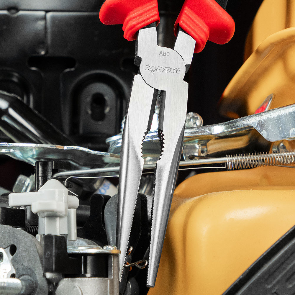 Длинногубцы прямые, 200 мм, хром-ванадий, двухкомпонентные рукоятки Matrix (17311)