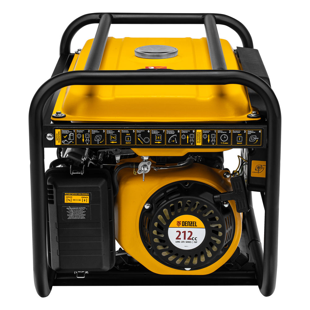 Генератор бензиновый PS 25, 2.5 кВт, 230 В, 15 л, ручной стартер Denzel (946814)