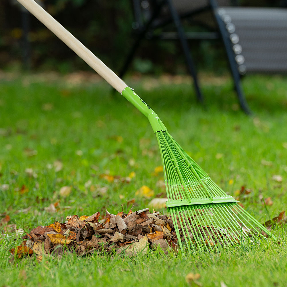 Грабли веерные стальные, 565 мм, 22 плоских зуба, эмалированные, усиленные, без черенка, Palisad (617015)