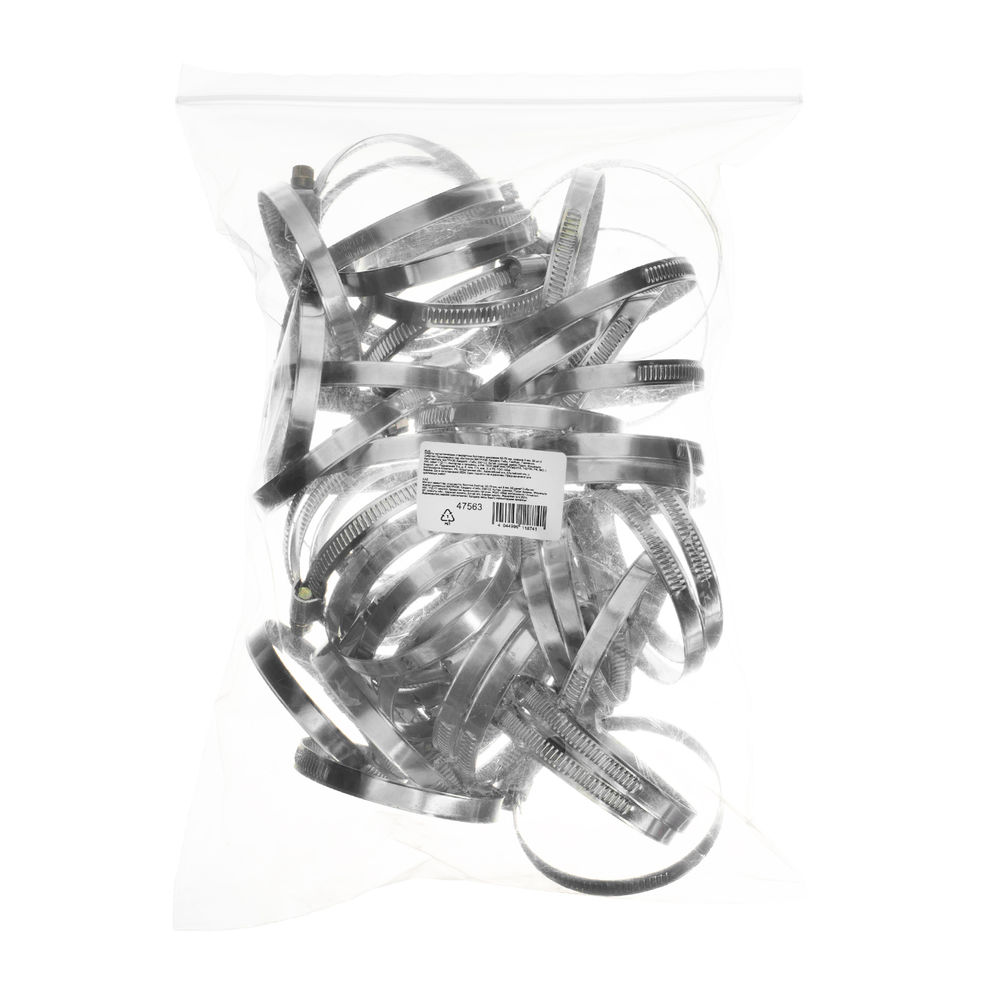 Хомуты металлические, Стандартное болтовое крепление 50-70 мм, 50 штук в упаковке, ширина 9 мм Сибртех (47563)