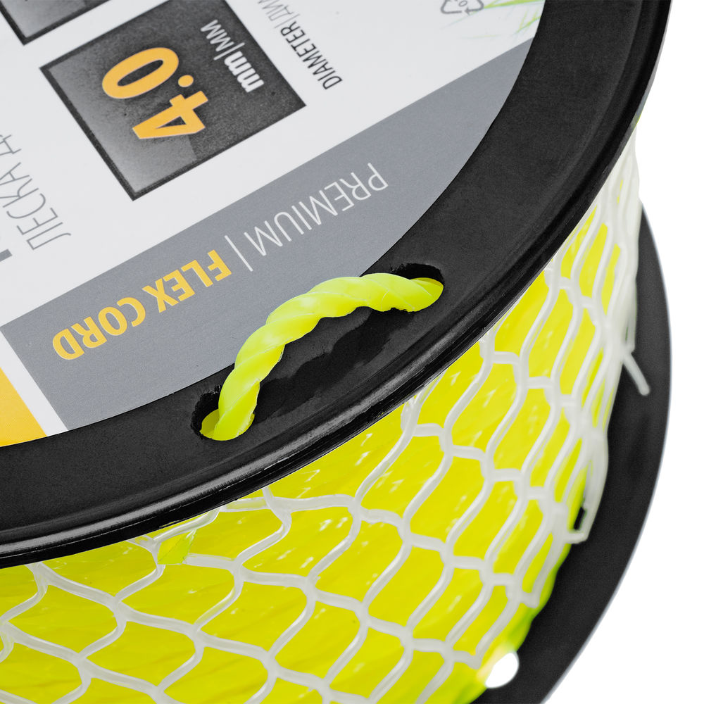 Леска для триммера витой квадрат, 4,0мм х 106м, на DIN катушке FLEX CORD Denzel (96803)