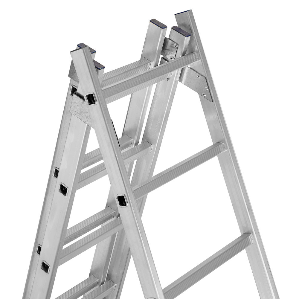 Лестница, 3 х 11 ступеней, алюминиевая, трехсекционная, Сибртех (97821)