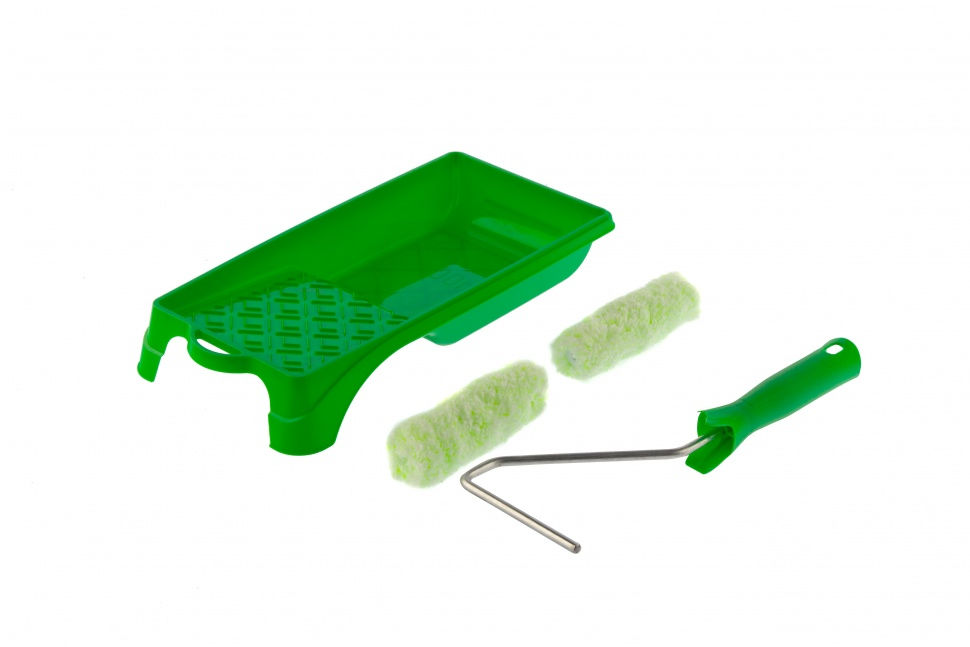 Малярный набор для работ по дереву: кювета 150 мм х 290 мм и мини-валик 110 мм Сибртех (80454)