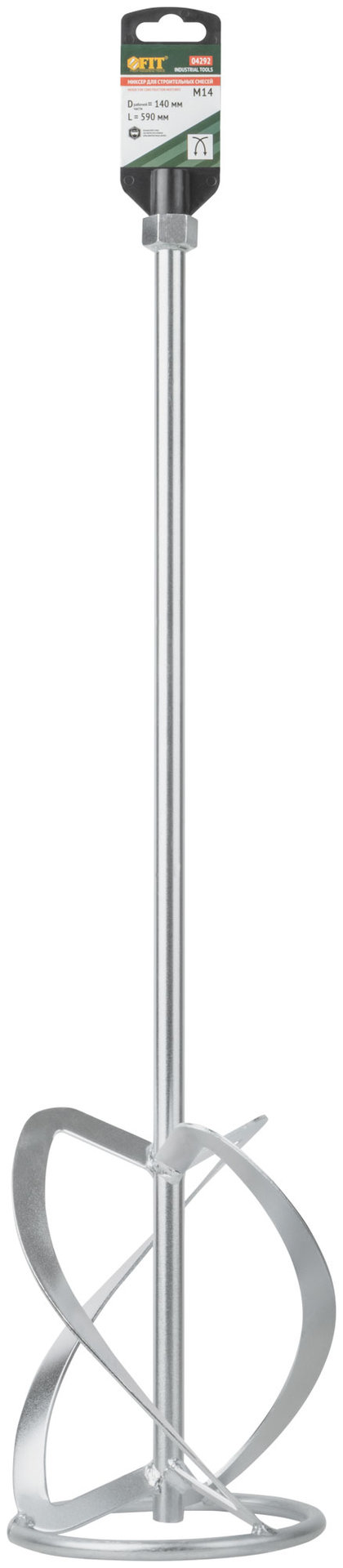 Миксер для легких строительных смесей усиленный Профи, хвостовик М14, 140х590 мм (04292)