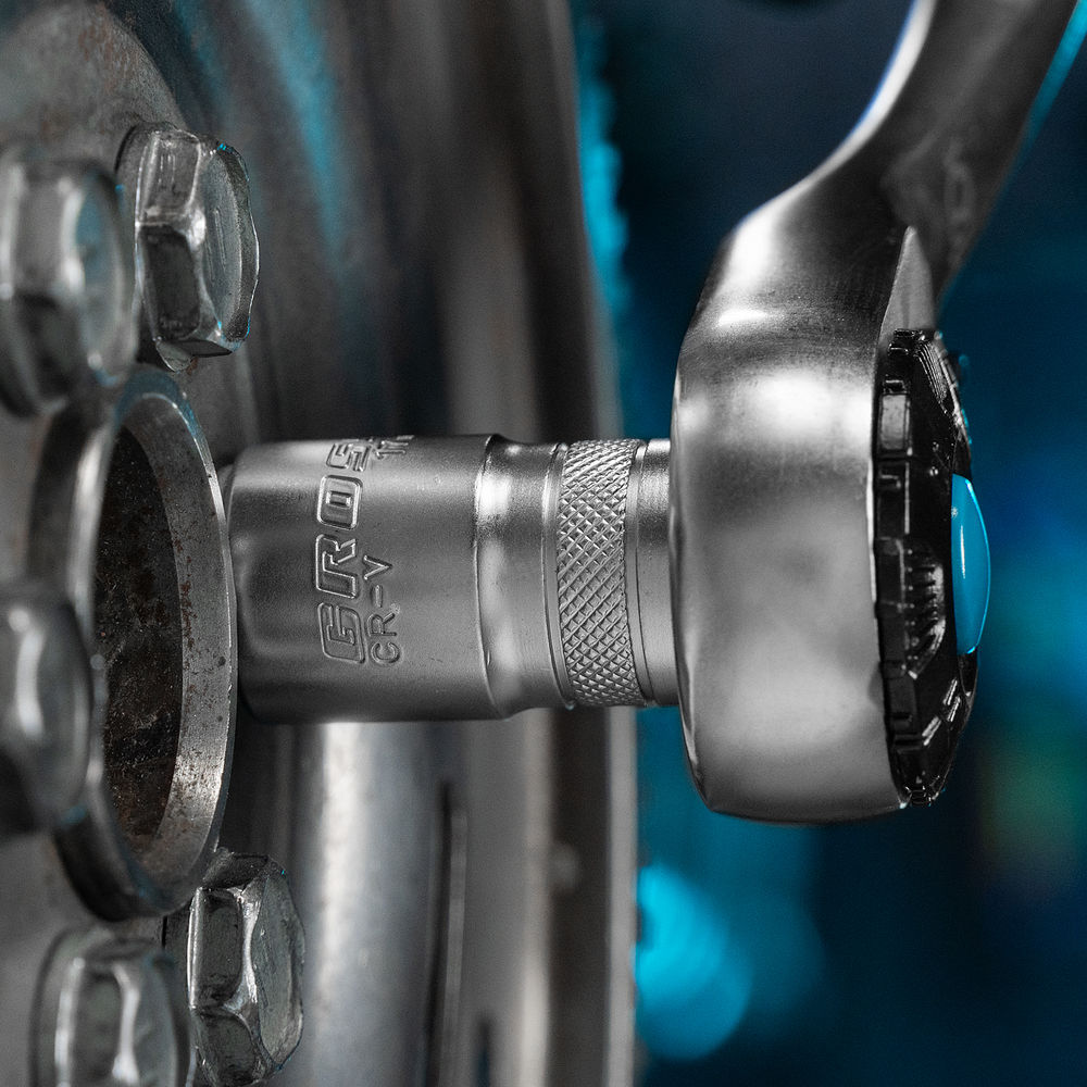 Набор торцевых головок, трещотка 120 зубьев, 1/2, CrV, 12 предметов Gross