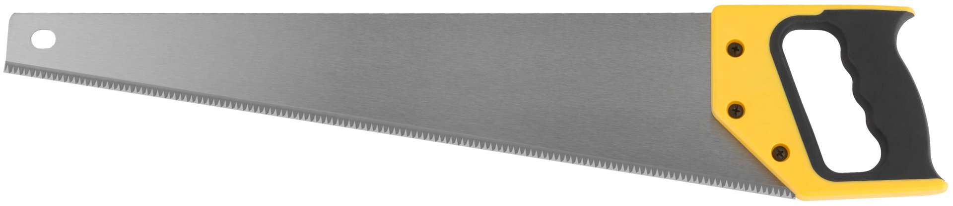 Ножовка по дереву, средний каленый зуб 7 ТPI, 3D заточка, пласт.прорезиненная ручка, Профи 500 мм (40450)