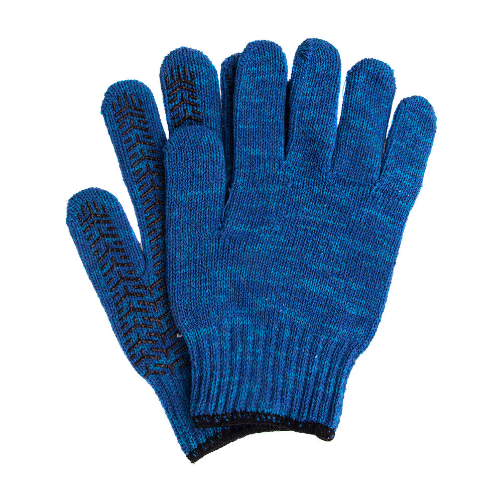 Перчатки трикотажные усиленные, гелевое ПВХ-покрытие, 7 класс, синие Сибртех (68183)